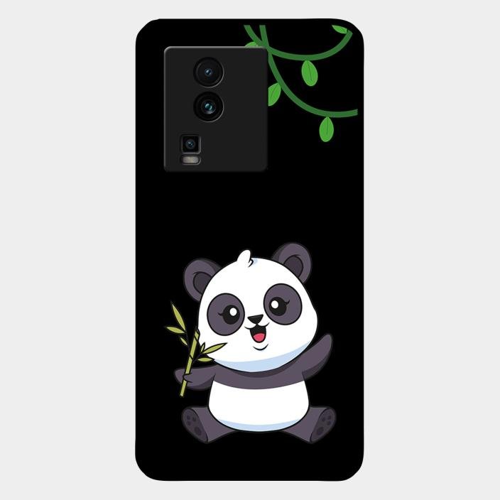 Black Panda Glass Phone Case For Iqoo Neo 7 Pro 5G