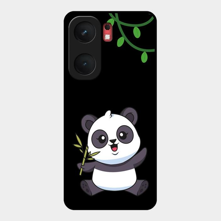 Black Panda Glass Phone Case For Iqoo Neo 9 Pro 5G