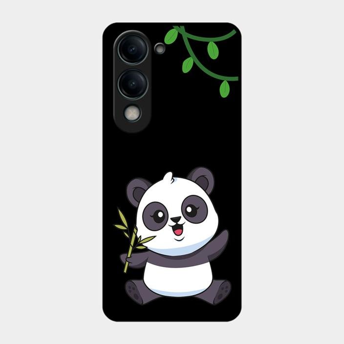 Black Panda Glass Phone Case For Iqoo Z10 Lite