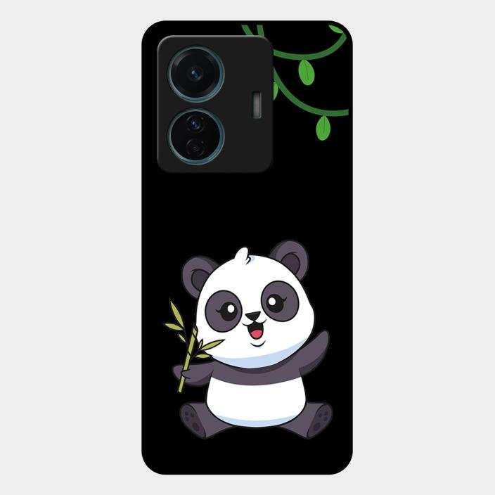 Black Panda Glass Phone Case For Iqoo Z6 Pro 5G