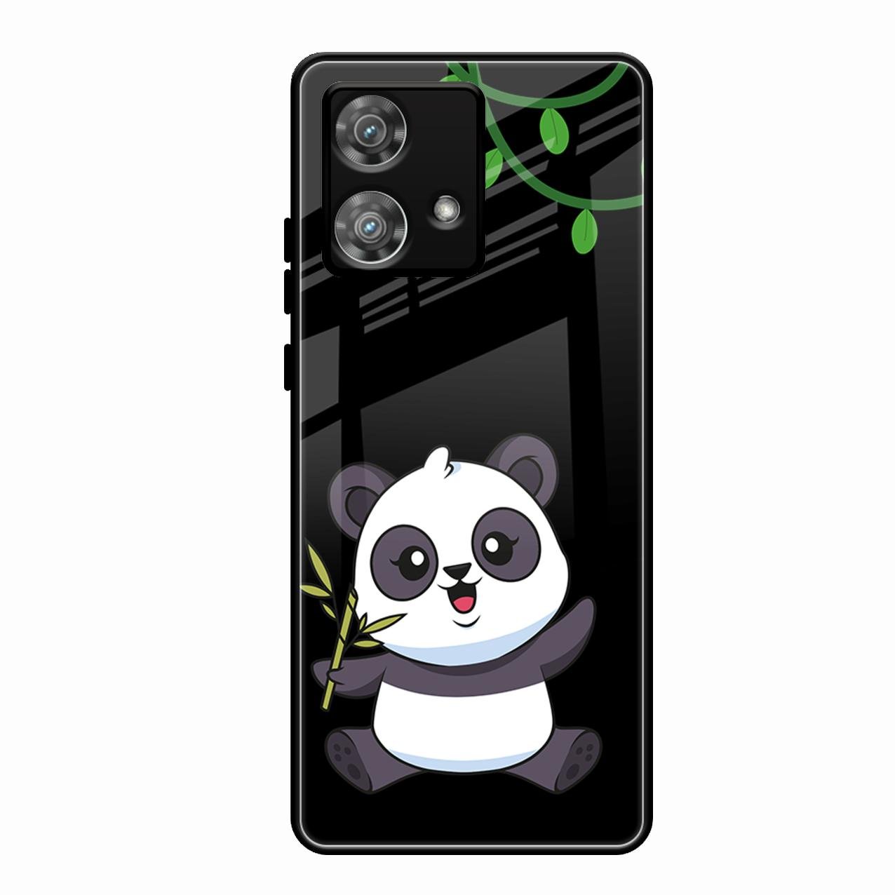 Black Panda Glass Phone Case For Motorola Edge 40 5G