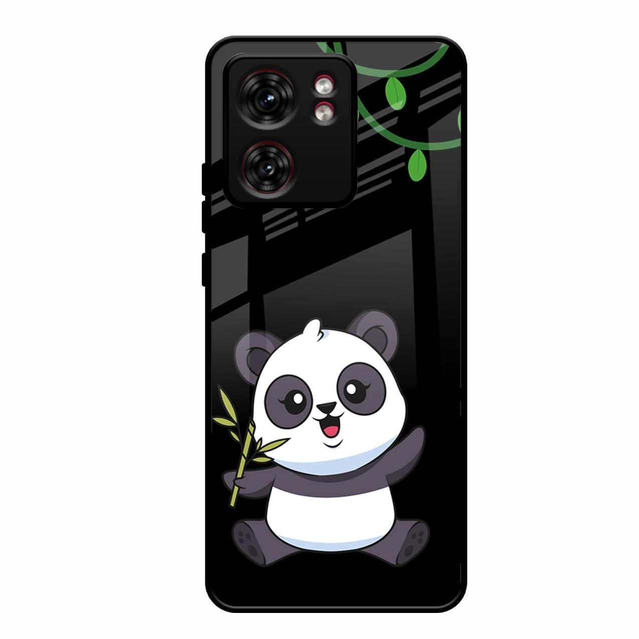 Black Panda Glass Phone Case For Motorola Edge 40