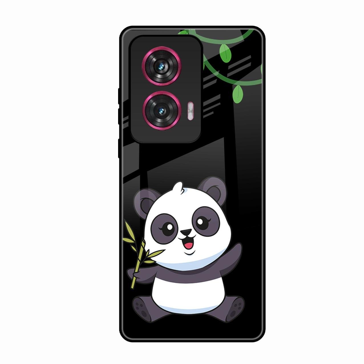Black Panda Glass Phone Case For Motorola Edge 50 Fusion 5G