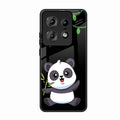 Black Panda Glass Phone Case For Motorola Edge 50 Pro