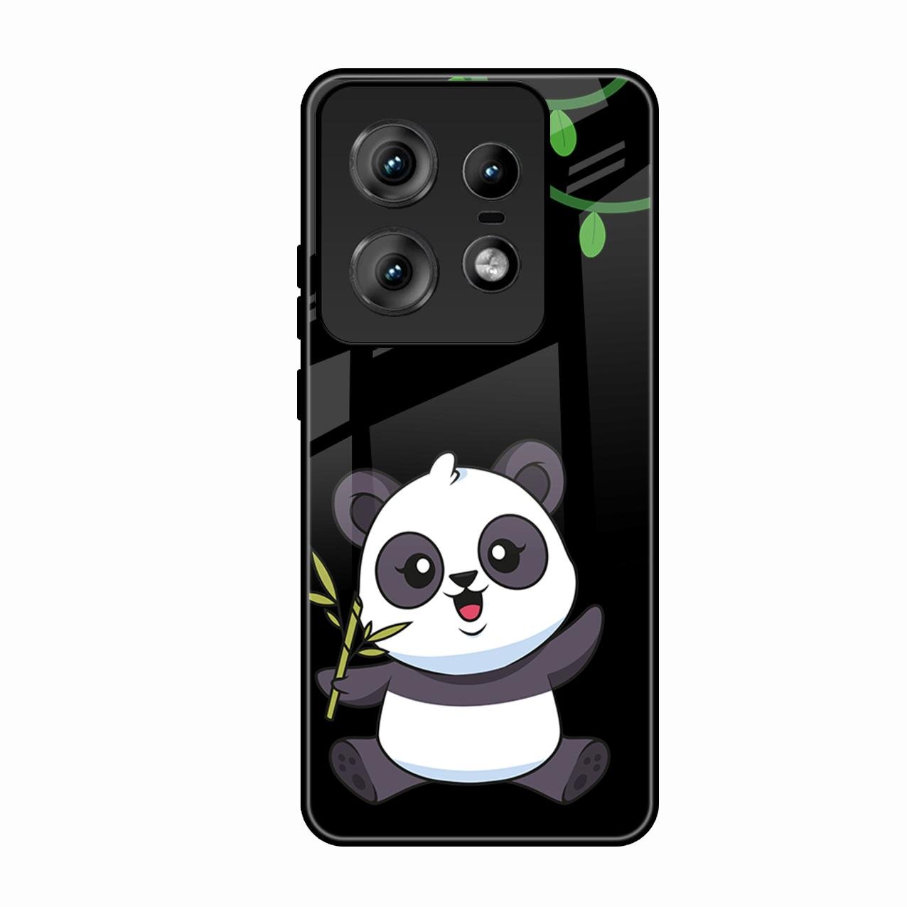 Black Panda Glass Phone Case For Motorola Edge 50 Pro