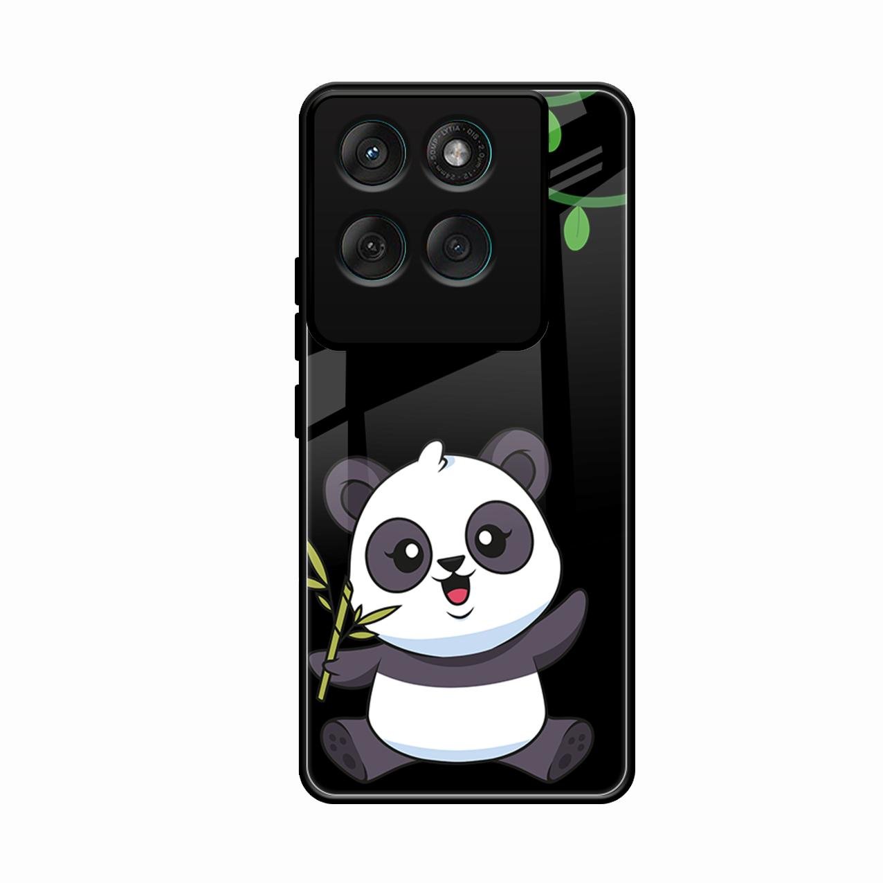 Black Panda Glass Phone Case For Motorola Edge 60 Pro 5G