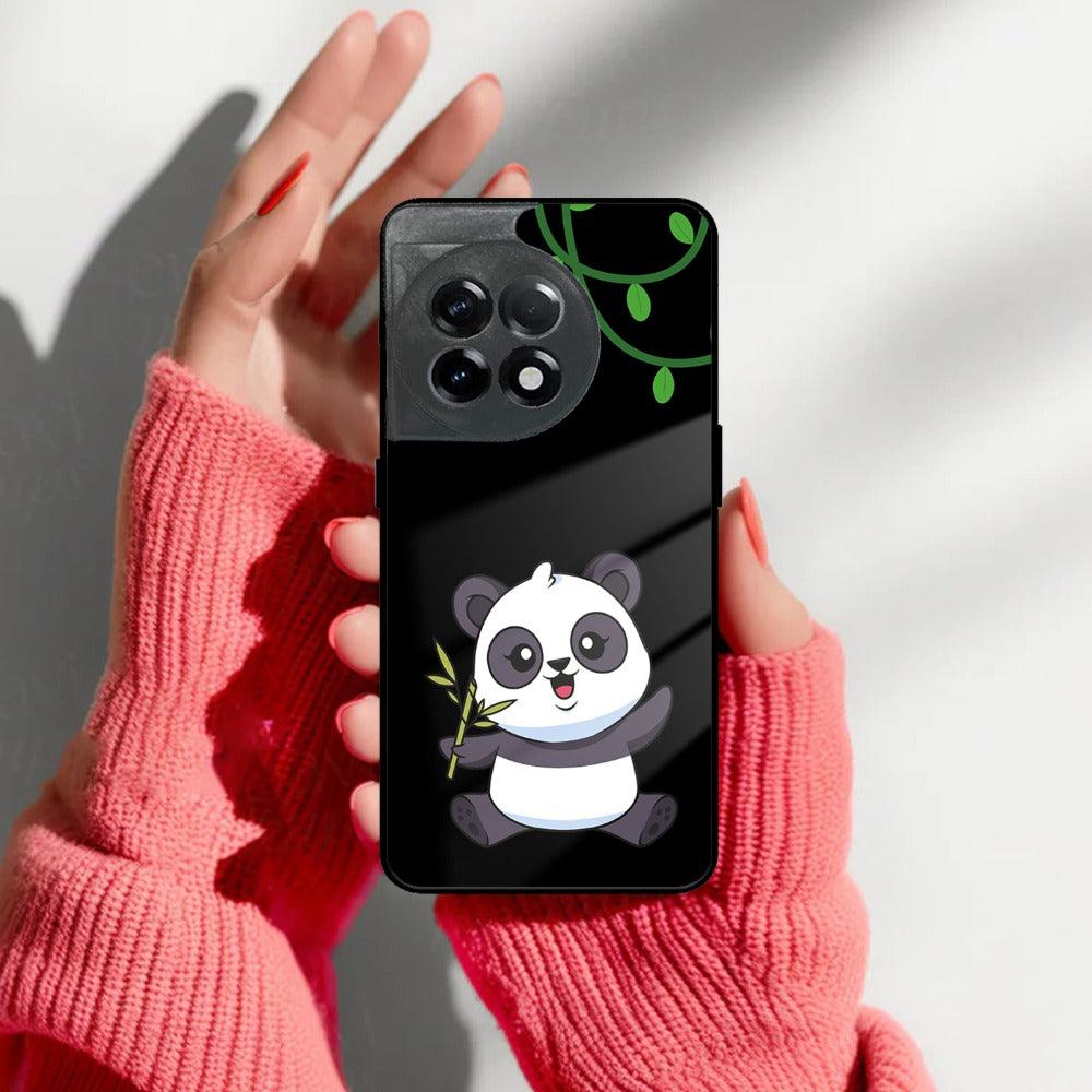 Black Panda Glass Phone Case For OnePlus