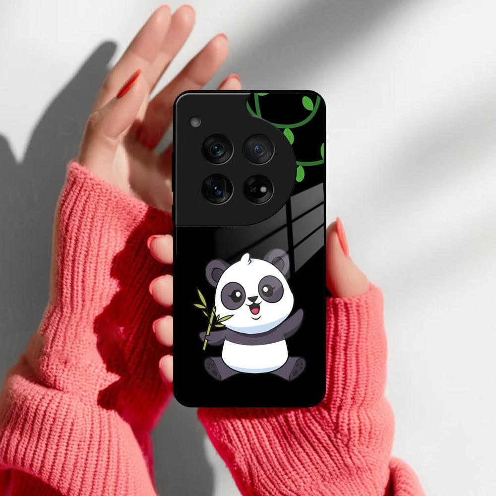 Black Panda Glass Phone Case For OnePlus