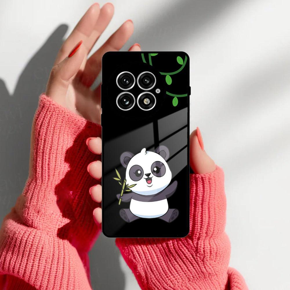 Black Panda Glass Phone Case For OnePlus