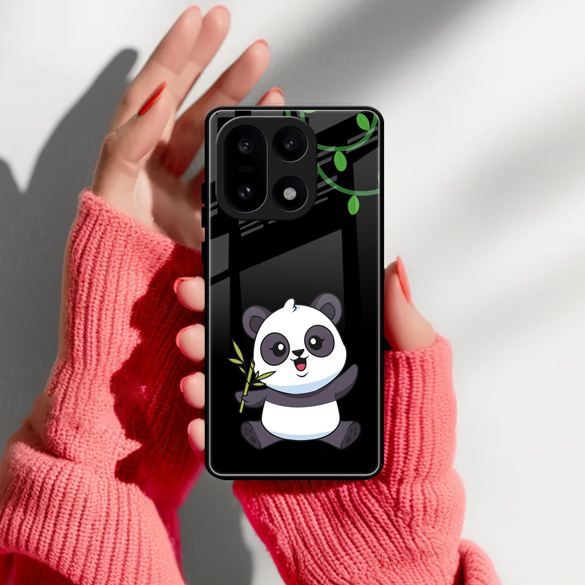 Black Panda Glass Phone Case For OnePlus 15 5G