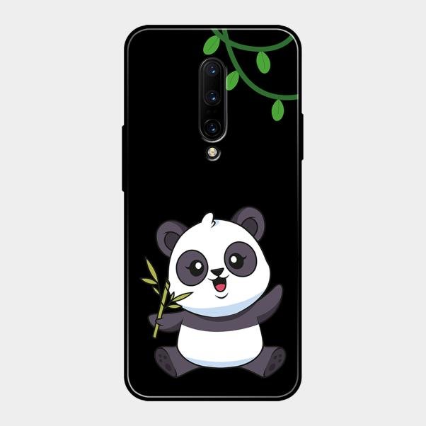 Black Panda Glass Phone Case For Oneplus 7 Pro