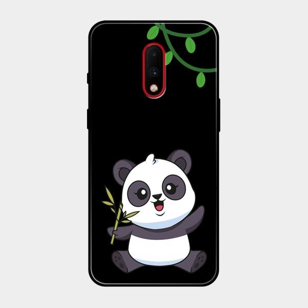 Black Panda Glass Phone Case For Oneplus 7