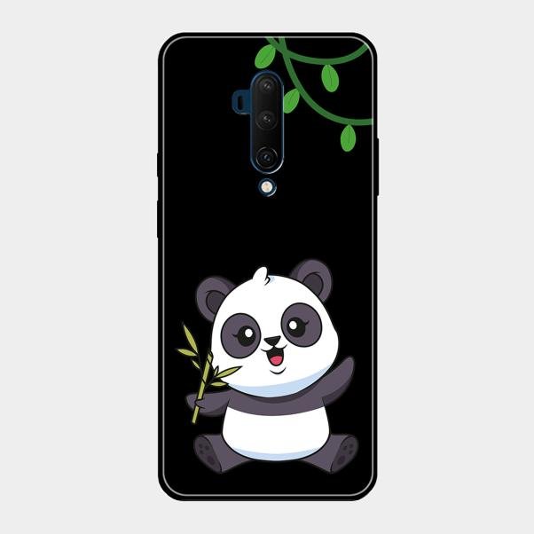 Black Panda Glass Phone Case For Oneplus 7T Pro