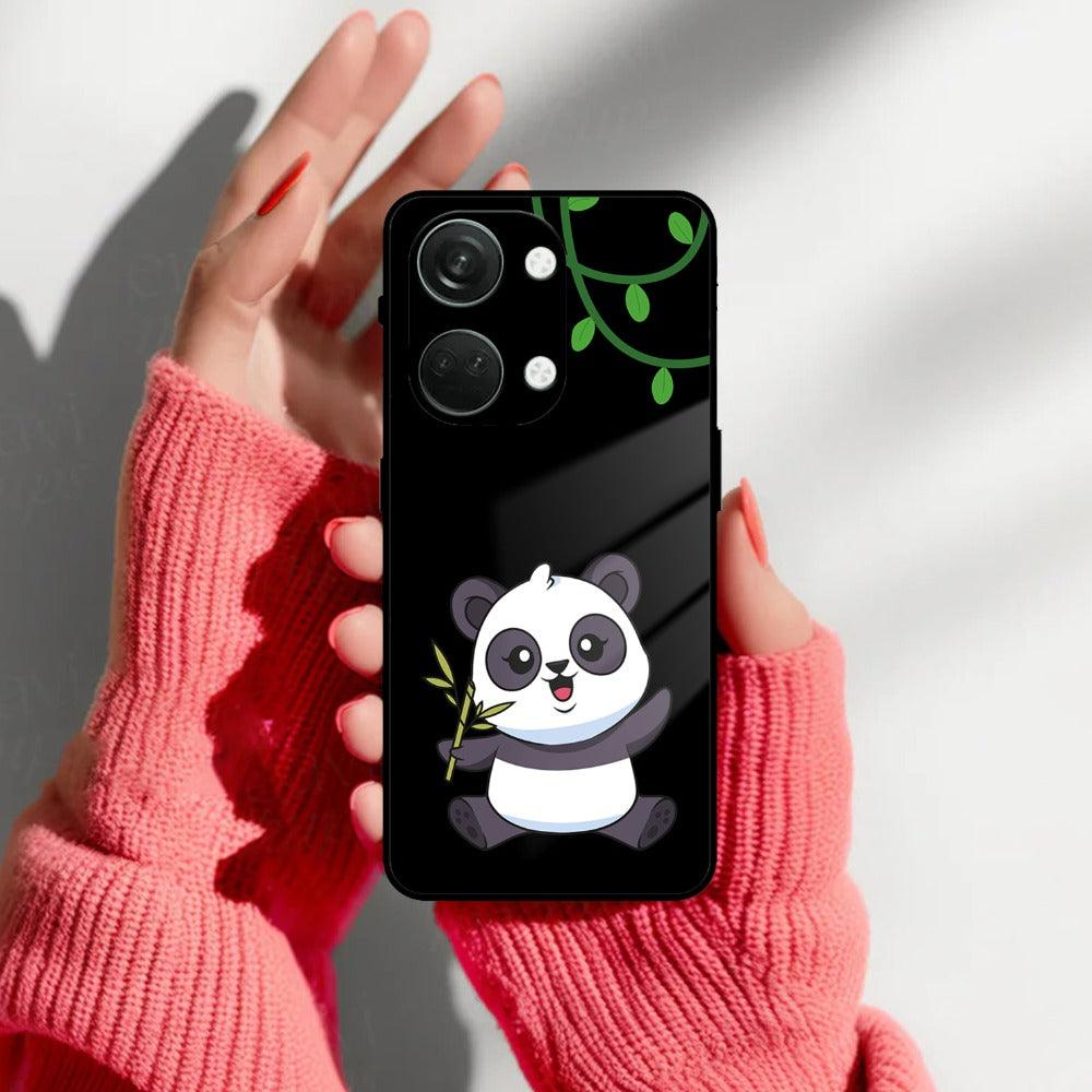 Black Panda Glass Phone Case For OnePlus