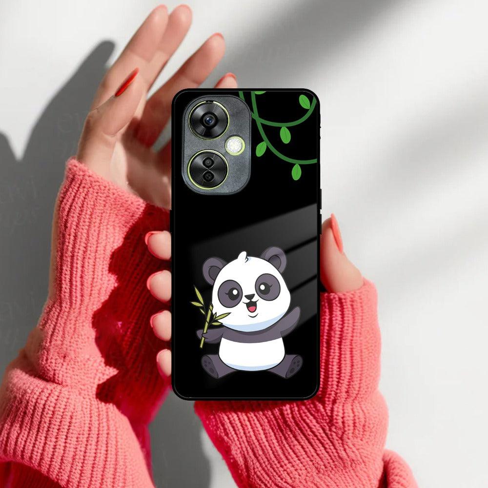 Black Panda Glass Phone Case For OnePlus