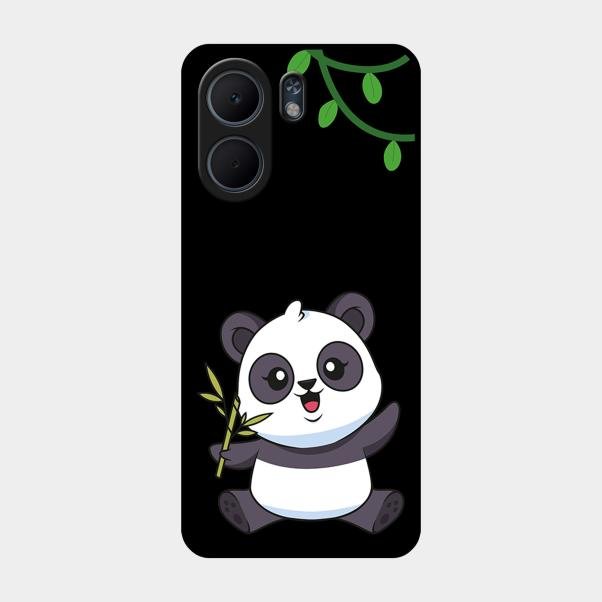Black Panda Glass Phone Case For Oppo A5X 4G
