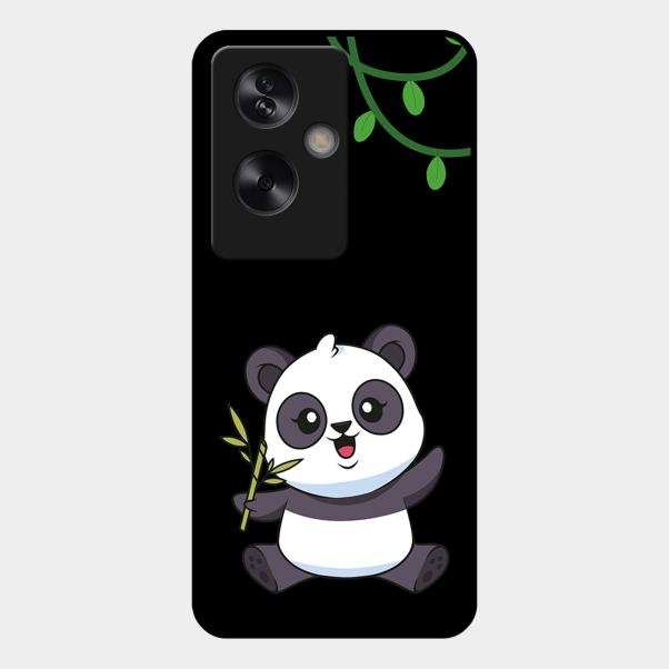 Black Panda Glass Phone Case For Oppo A79 5G
