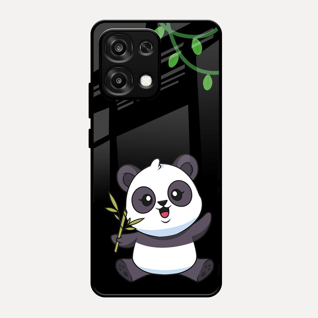 Black Panda Glass Phone Case For Oppo F31 5G