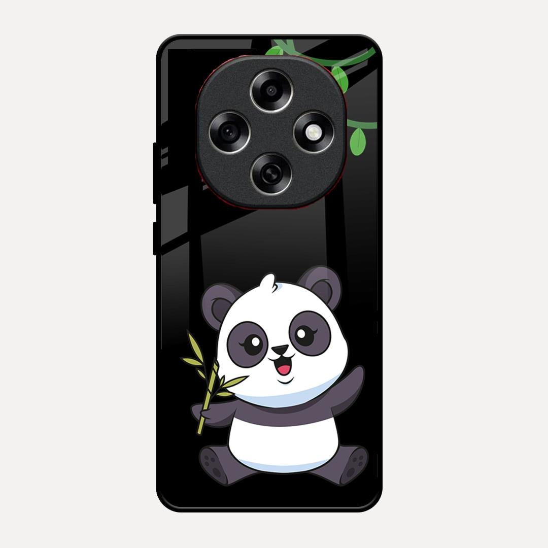Black Panda Glass Phone Case For Oppo F31 Pro 5G