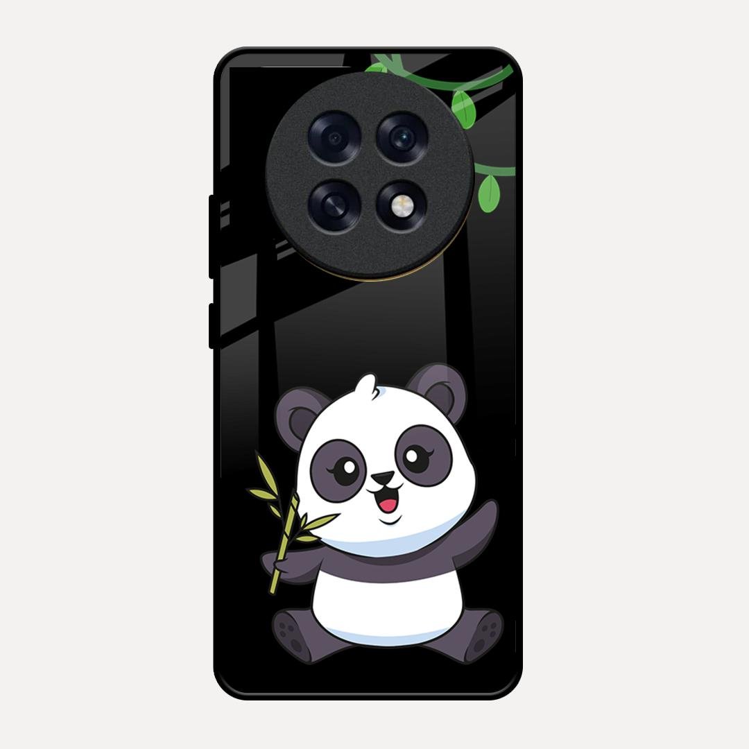 Black Panda Glass Phone Case For Oppo F31 Pro Plus 5G