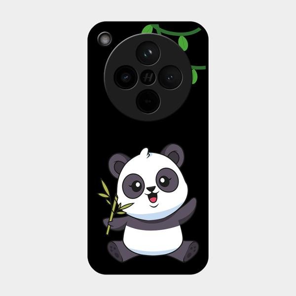 Black Panda Glass Phone Case For Oppo Find X8 5G
