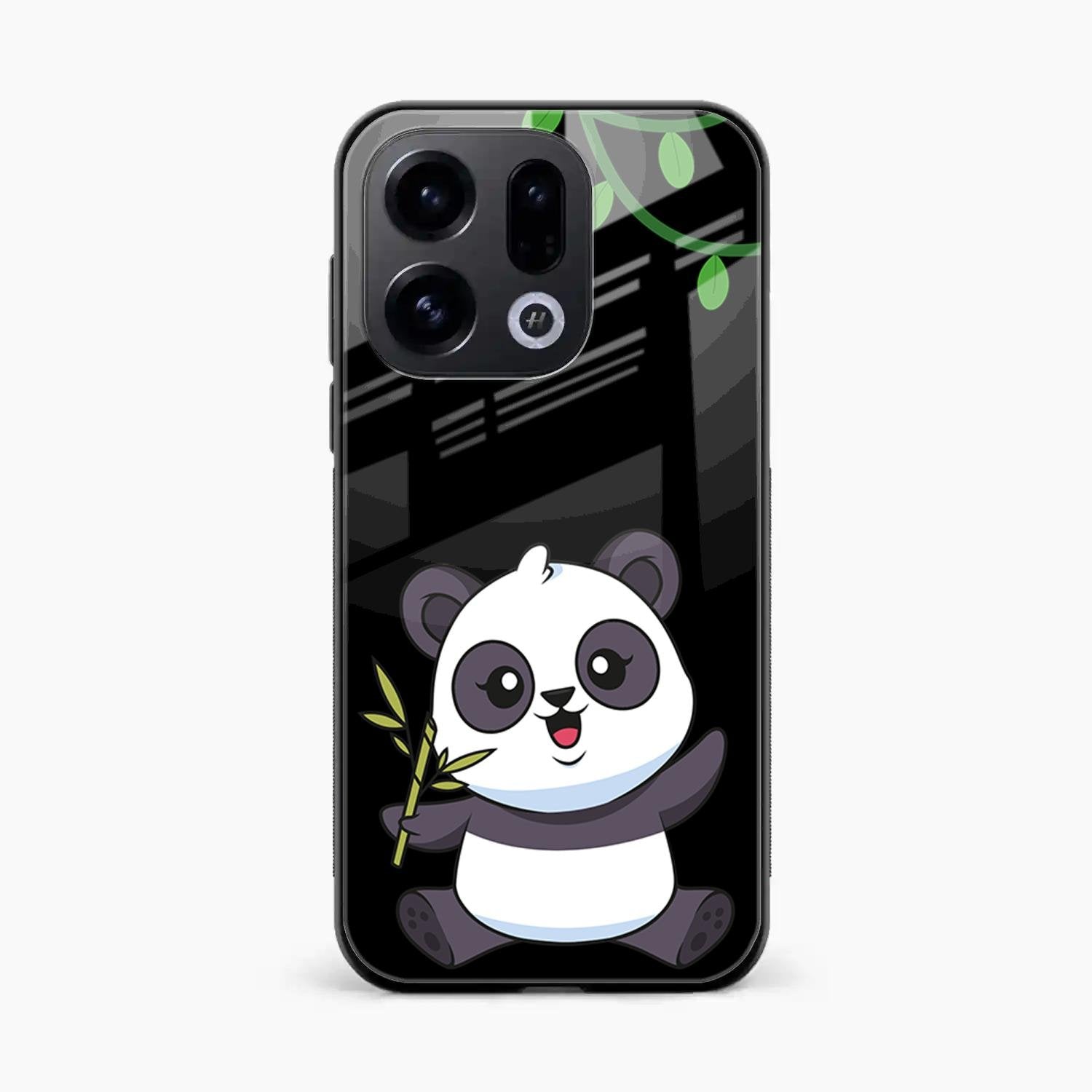 Black Panda Glass Phone Case For Oppo Find X9 5G