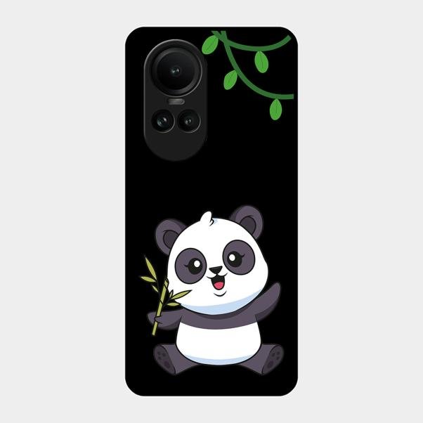 Black Panda Glass Phone Case For Oppo Reno 10 5G