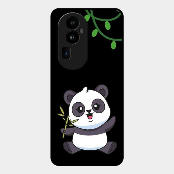 Black Panda Glass Phone Case For Oppo Reno 10 Pro Plus 5G
