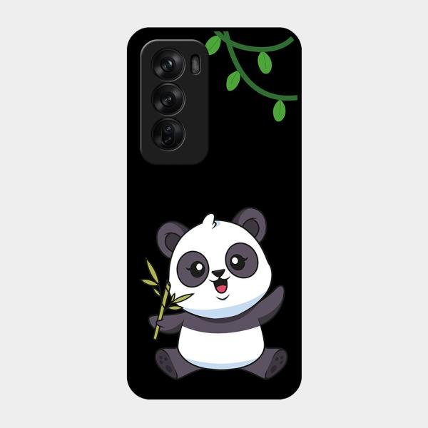 Black Panda Glass Phone Case For Oppo Reno 12 Pro 5G