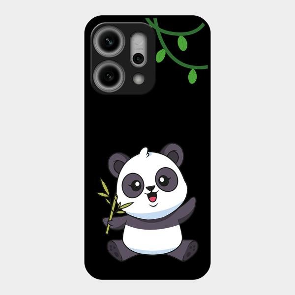 Black Panda Glass Phone Case For Oppo Reno 14 Pro 5G