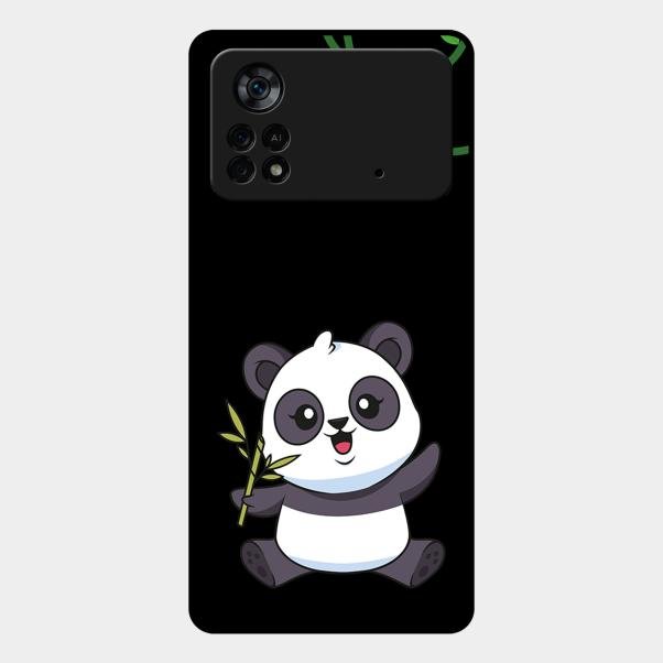 Black Panda Glass Phone Case For Poco X4 Pro 5G