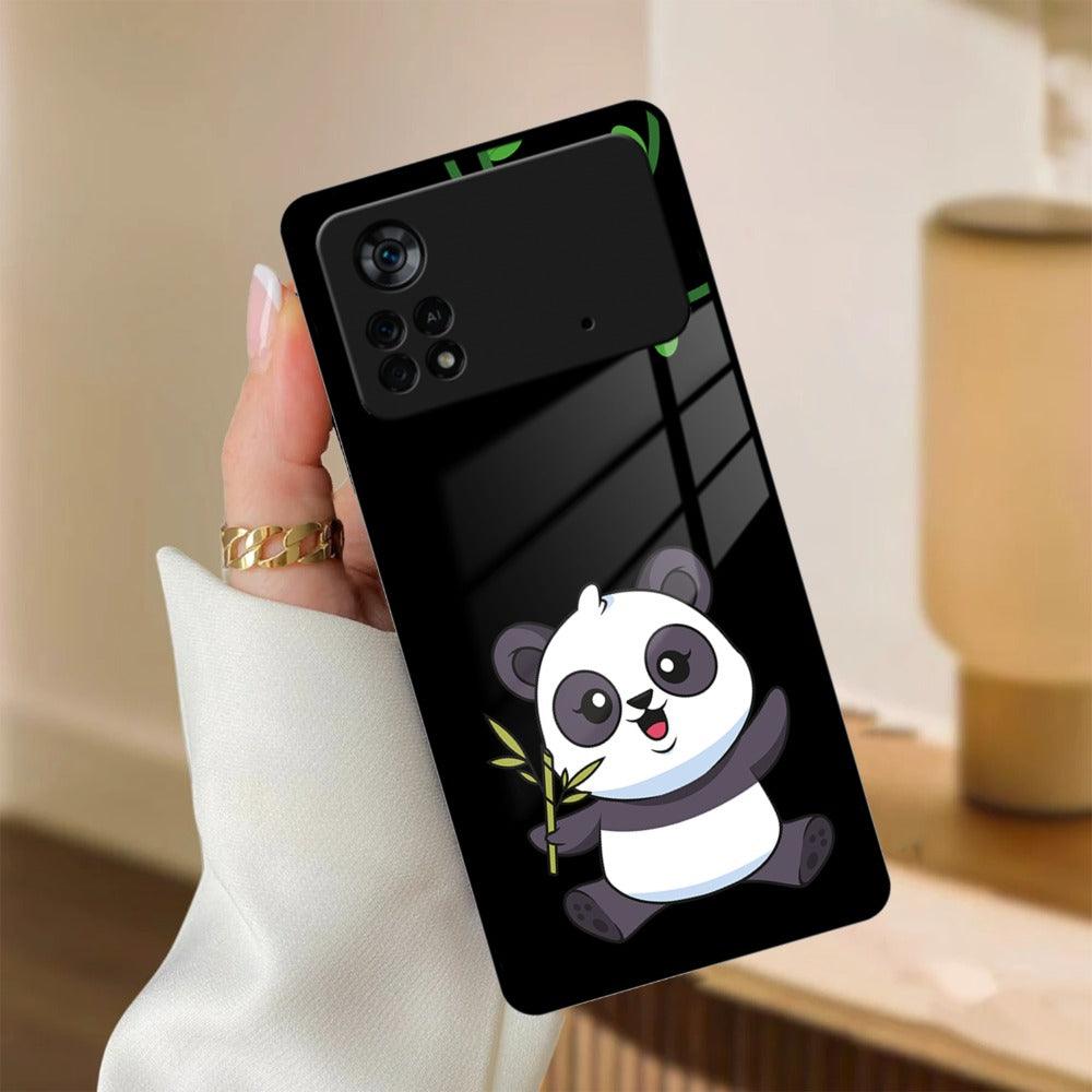 Black Panda Glass Phone Case For Poco