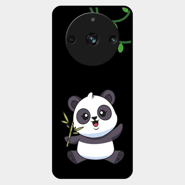 Black Panda Glass Phone Case For Realme 11 Pro Plus 5G