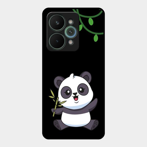 Black Panda Glass Phone Case For Realme 15 Pro 5G