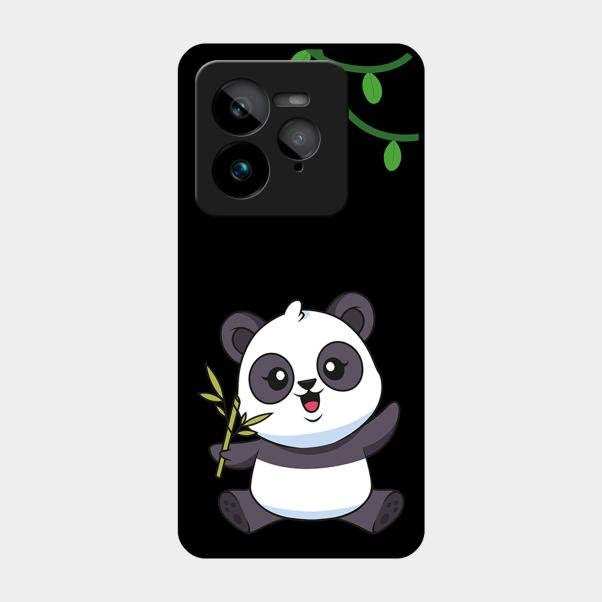 Black Panda Glass Phone Case For Realme Gt 7 Pro