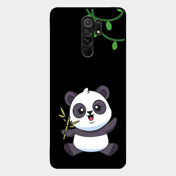 Black Panda Glass Phone Case For Redmi 9 Prime