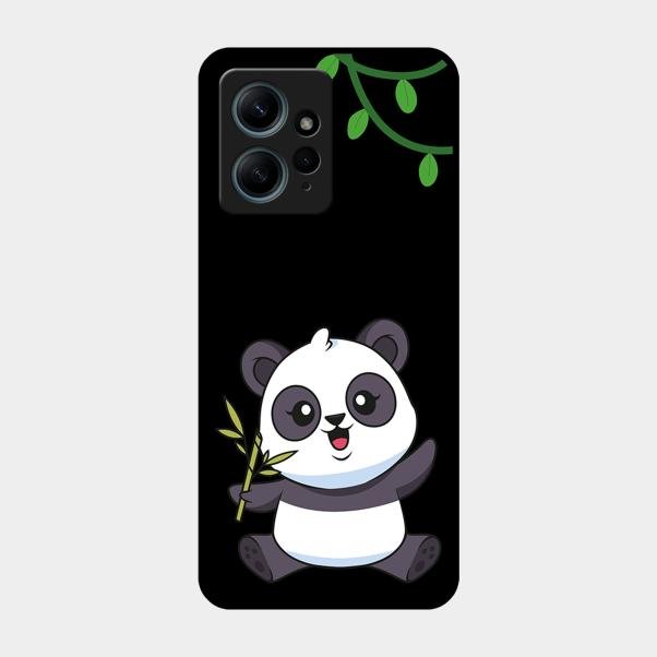 Black Panda Glass Phone Case For Redmi Note 12 4G
