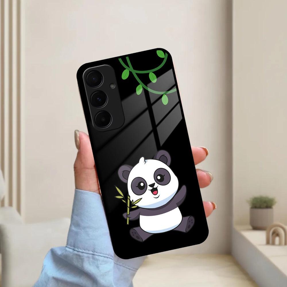 Black Panda Glass Phone Case For Samsung