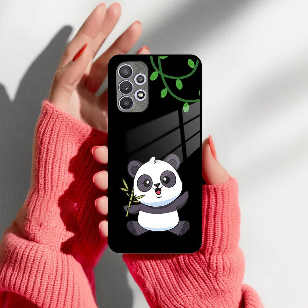 Black Panda Glass Phone Case For Samsung