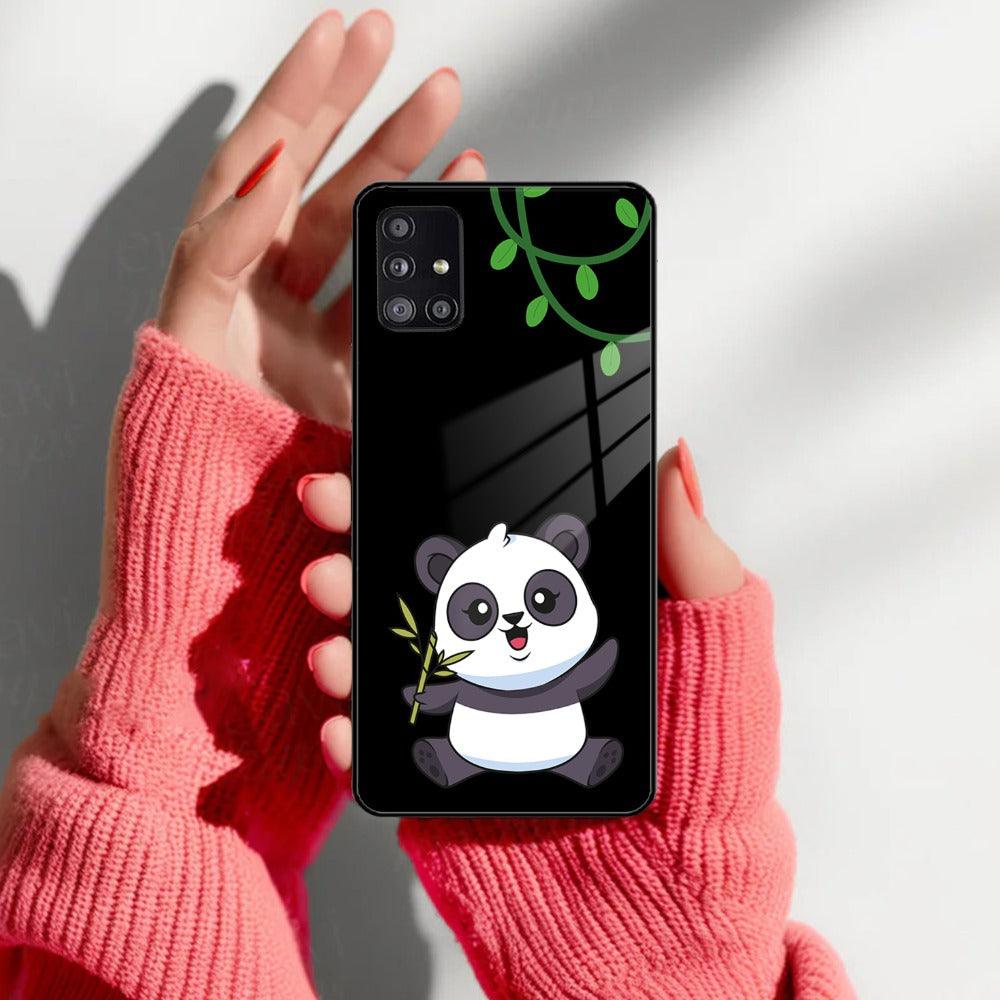 Black Panda Glass Phone Case For Samsung