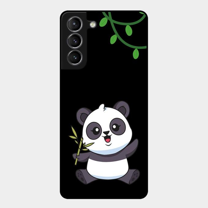 Black Panda Glass Phone Case For Samsung Galaxy S21 Plus