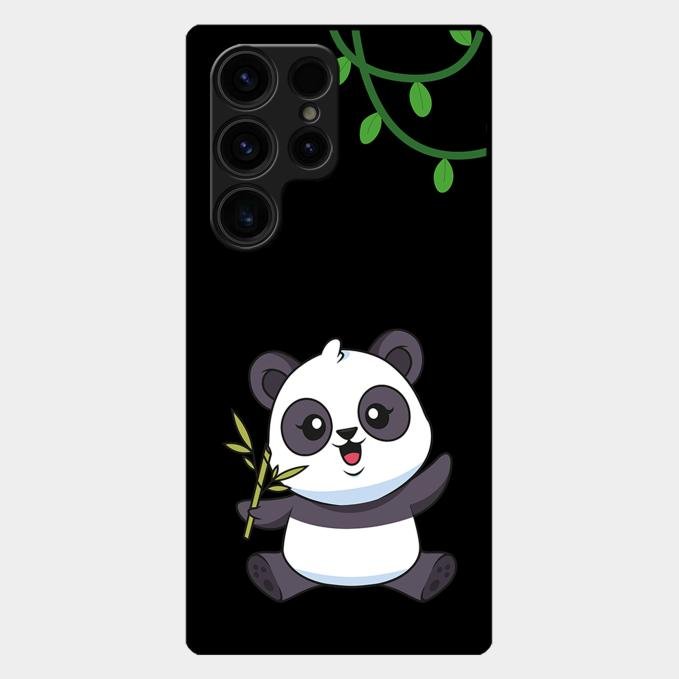 Black Panda Glass Phone Case For Samsung Galaxy S24 Ultra 5G