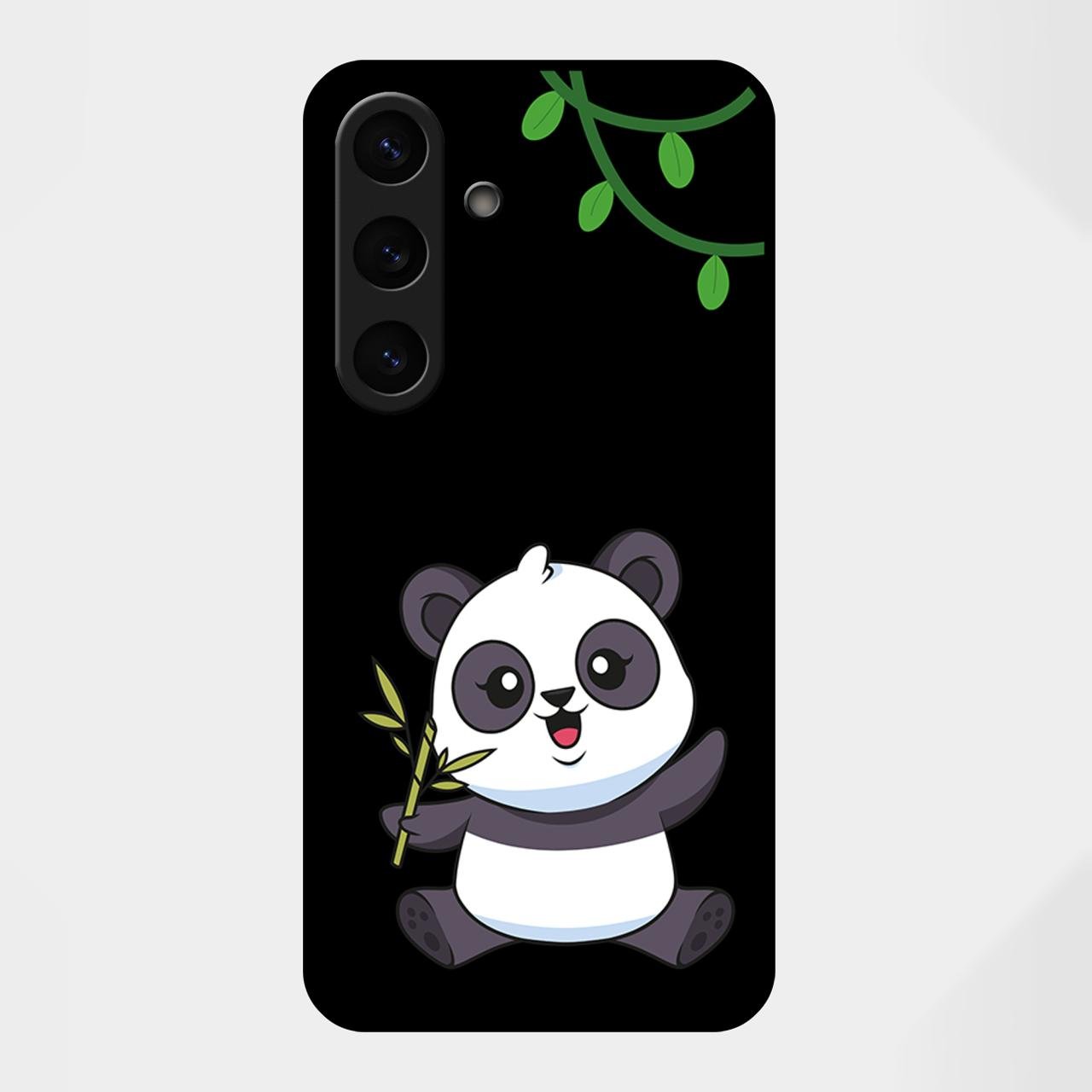Black Panda Glass Phone Case For Samsung Galaxy S25 FE 5G