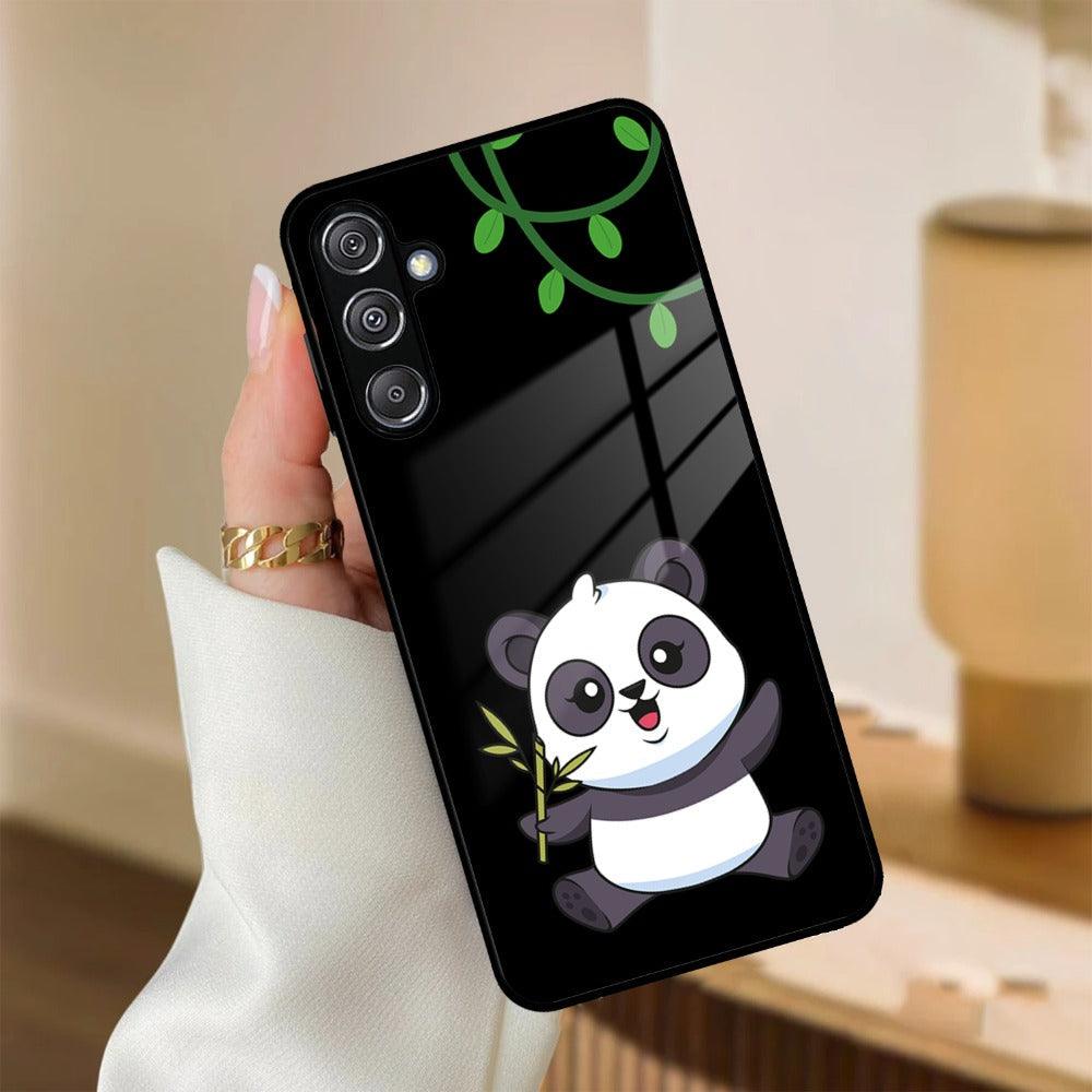 Black Panda Glass Phone Case For Samsung