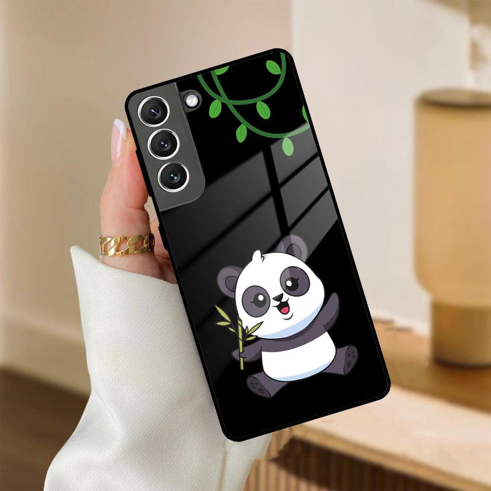 Black Panda Glass Phone Case For Samsung