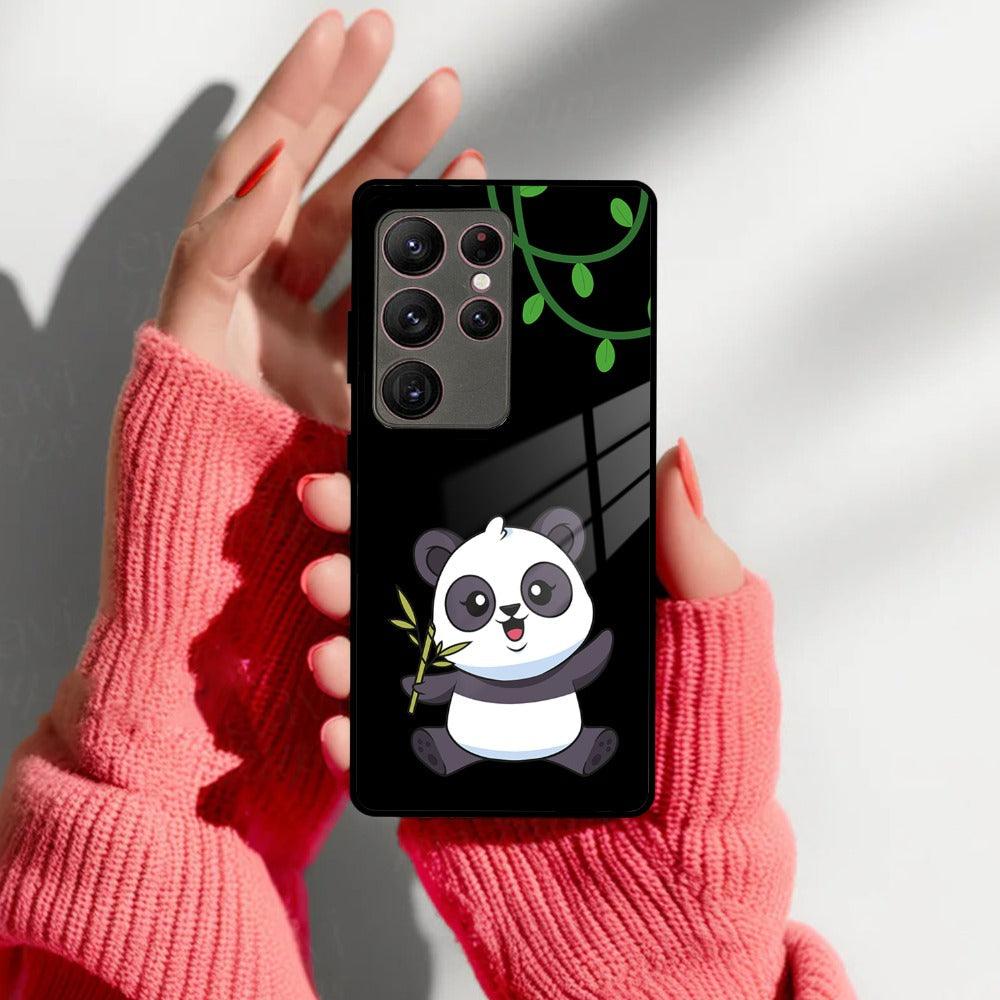 Black Panda Glass Phone Case For Samsung