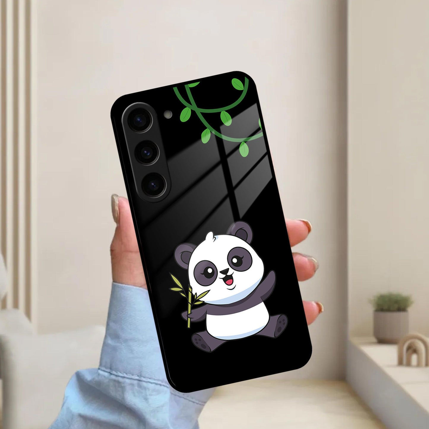 Black Panda Glass Phone Case For Samsung