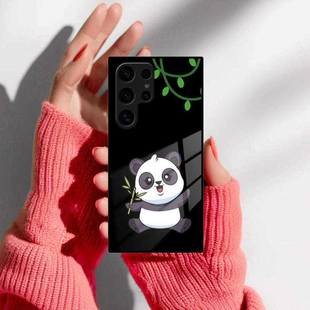 Black Panda Glass Phone Case For Samsung