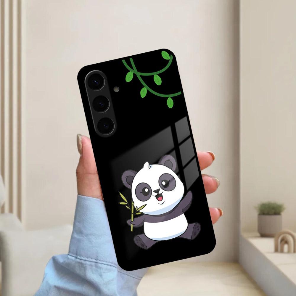 Black Panda Glass Phone Case For Samsung