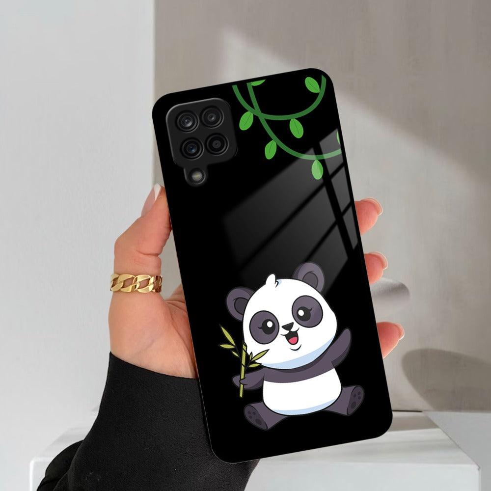 Black Panda Glass Phone Case For Samsung